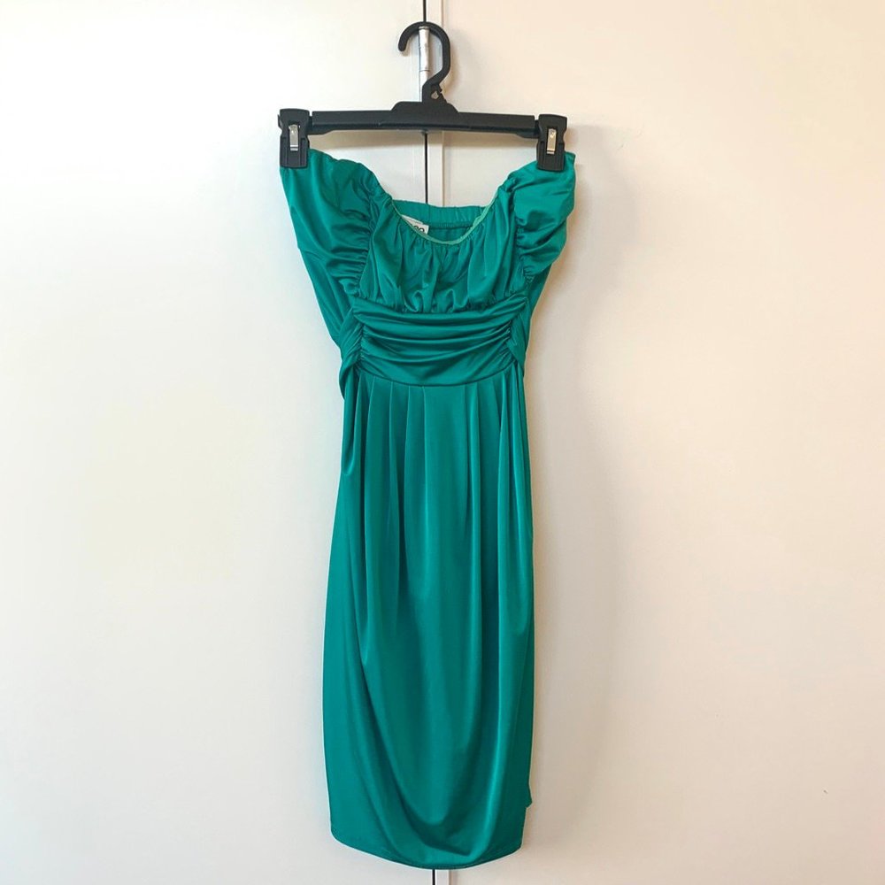 Flirty Green Strapless Tie-back Dress